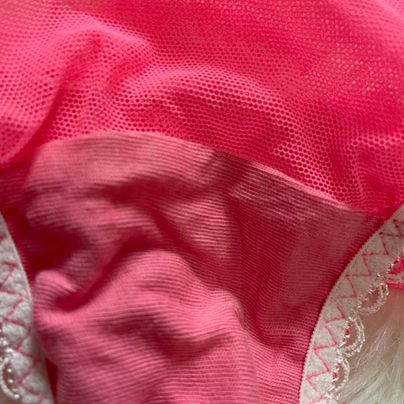 NWOT Victoria's Secret Pink Sheer Mesh Babydoll Set lace ruffle trim, bows Large - Picture 4 of 14